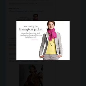 J. Crew Vintage Lexington Wool Gray Jacket with Cream Trim